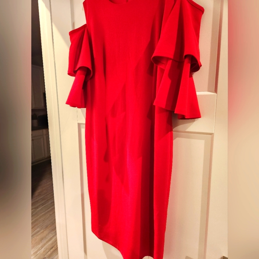 Woman's Red Cold Shoulder Dress